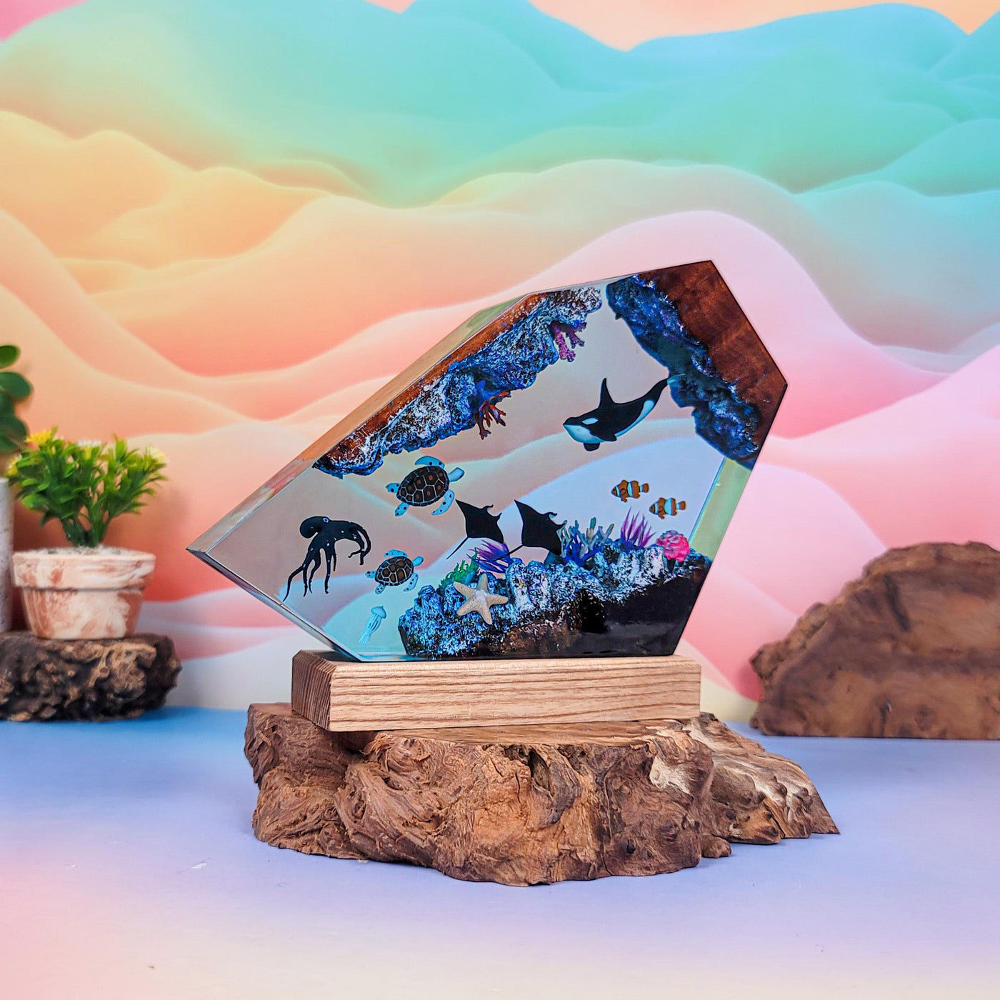 Orca Whale Ocean Resin Lamp