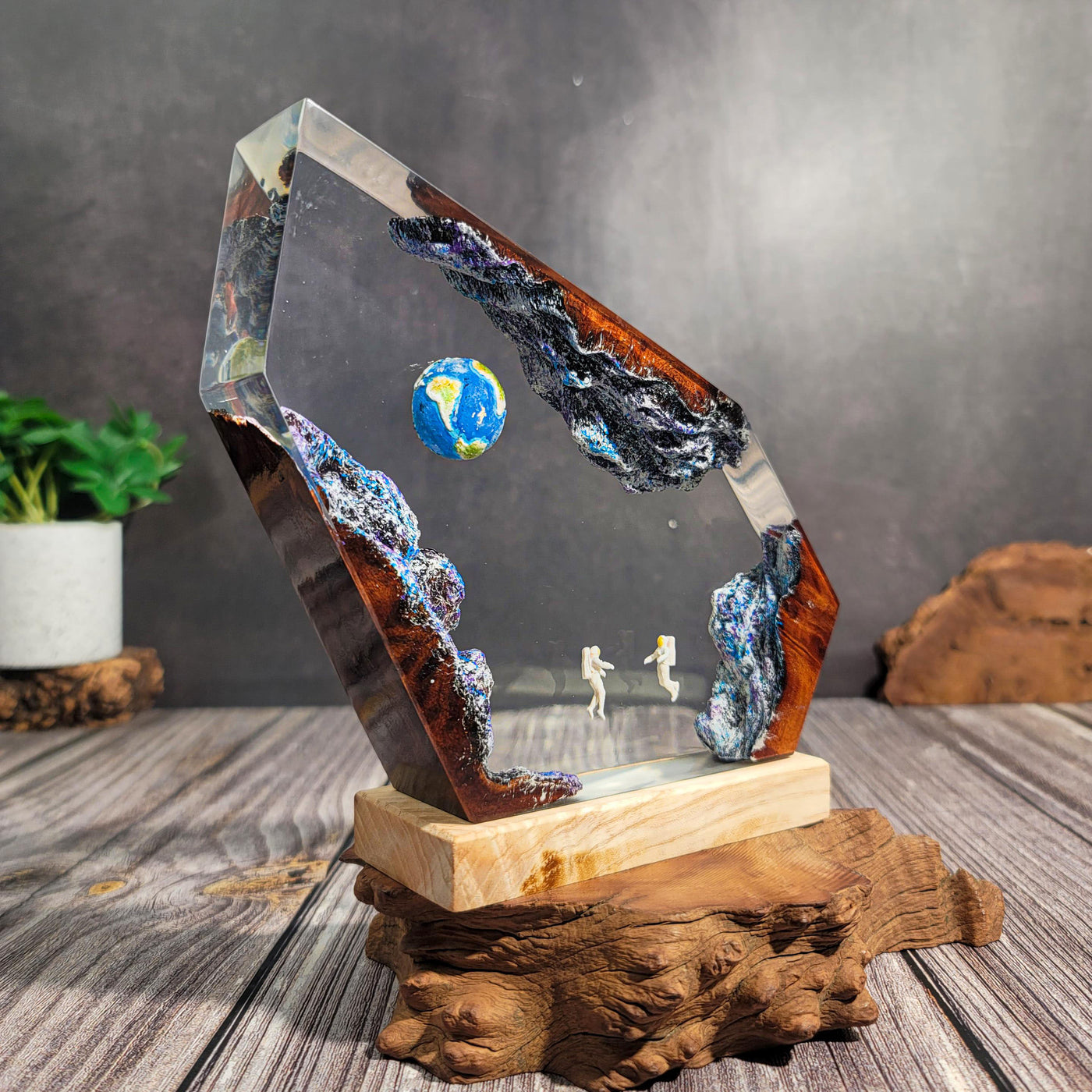 Earth and Space Scene Resin Lamp