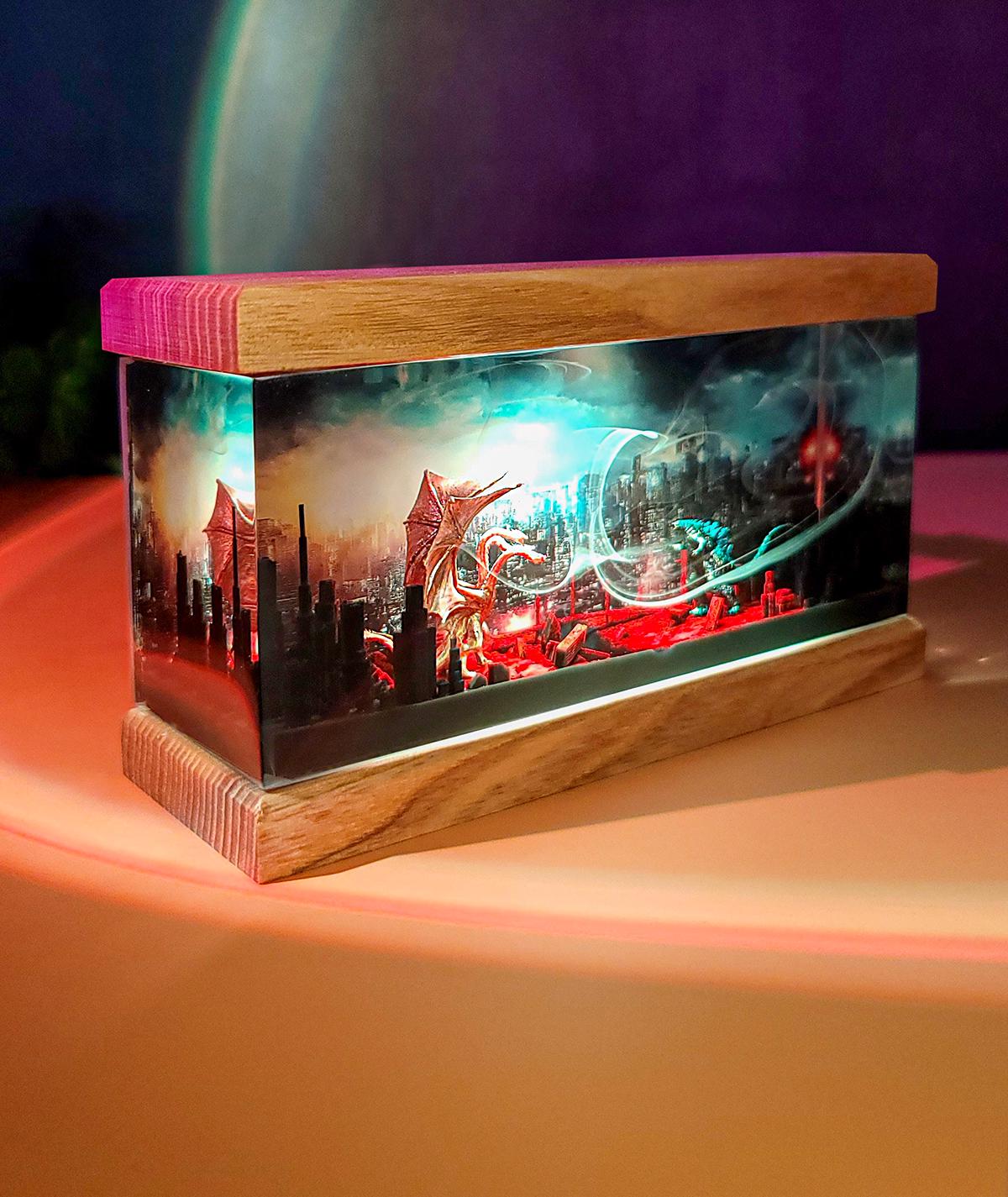 Three-Headed Dragon vs Godzilla Resin Lamp