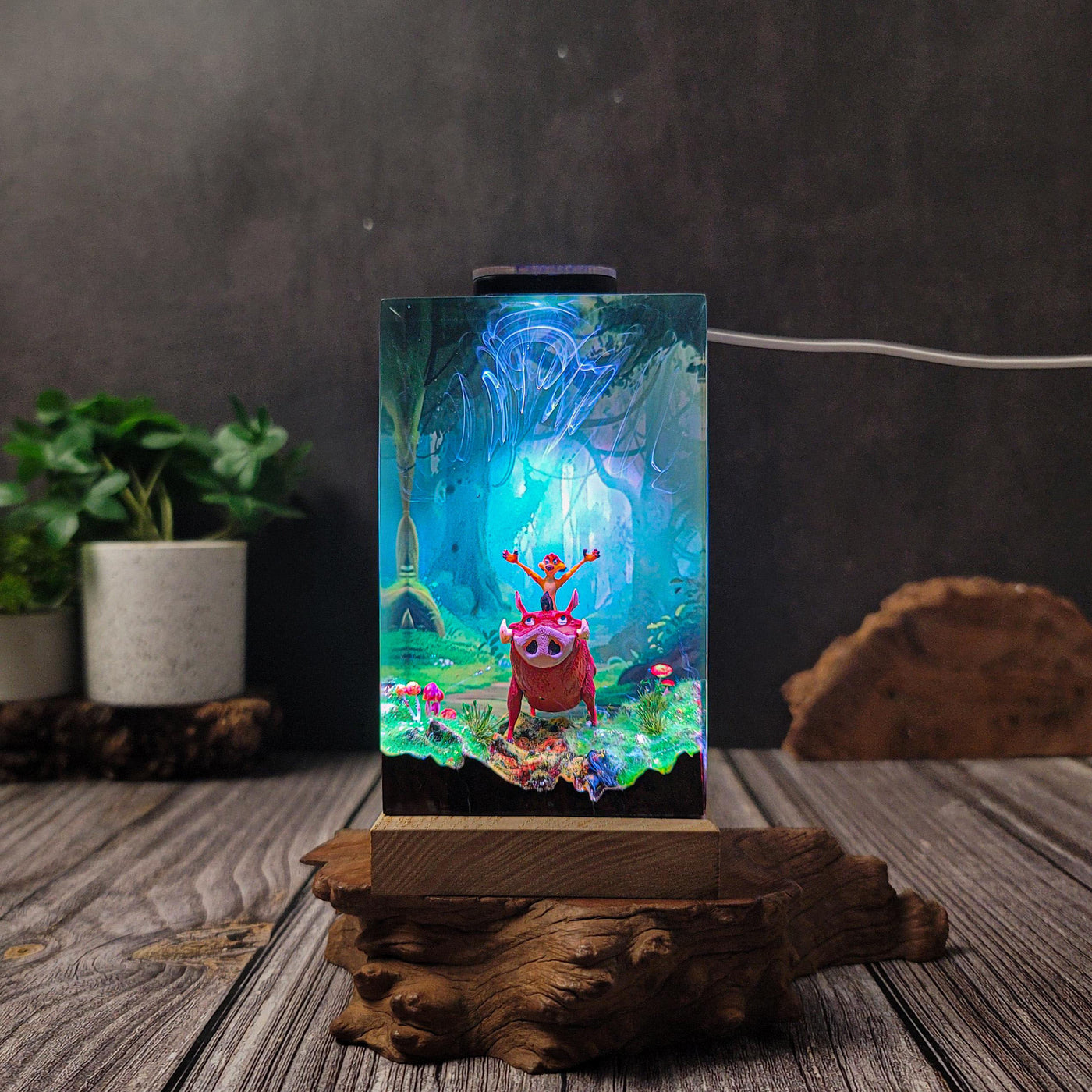Jungle Animal Duo Resin Lamp