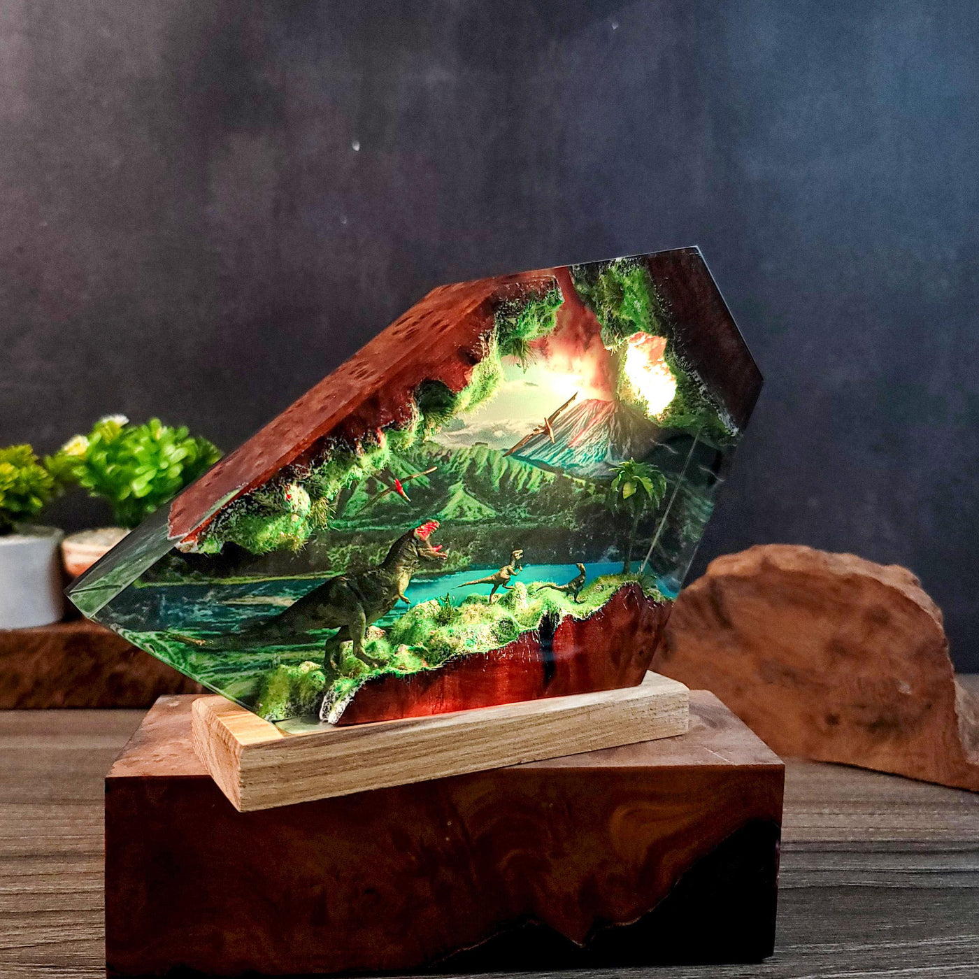 Prehistoric Dinosaur Resin Lamp