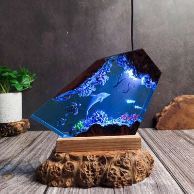 Ocean Dolphin Epoxy Lamp