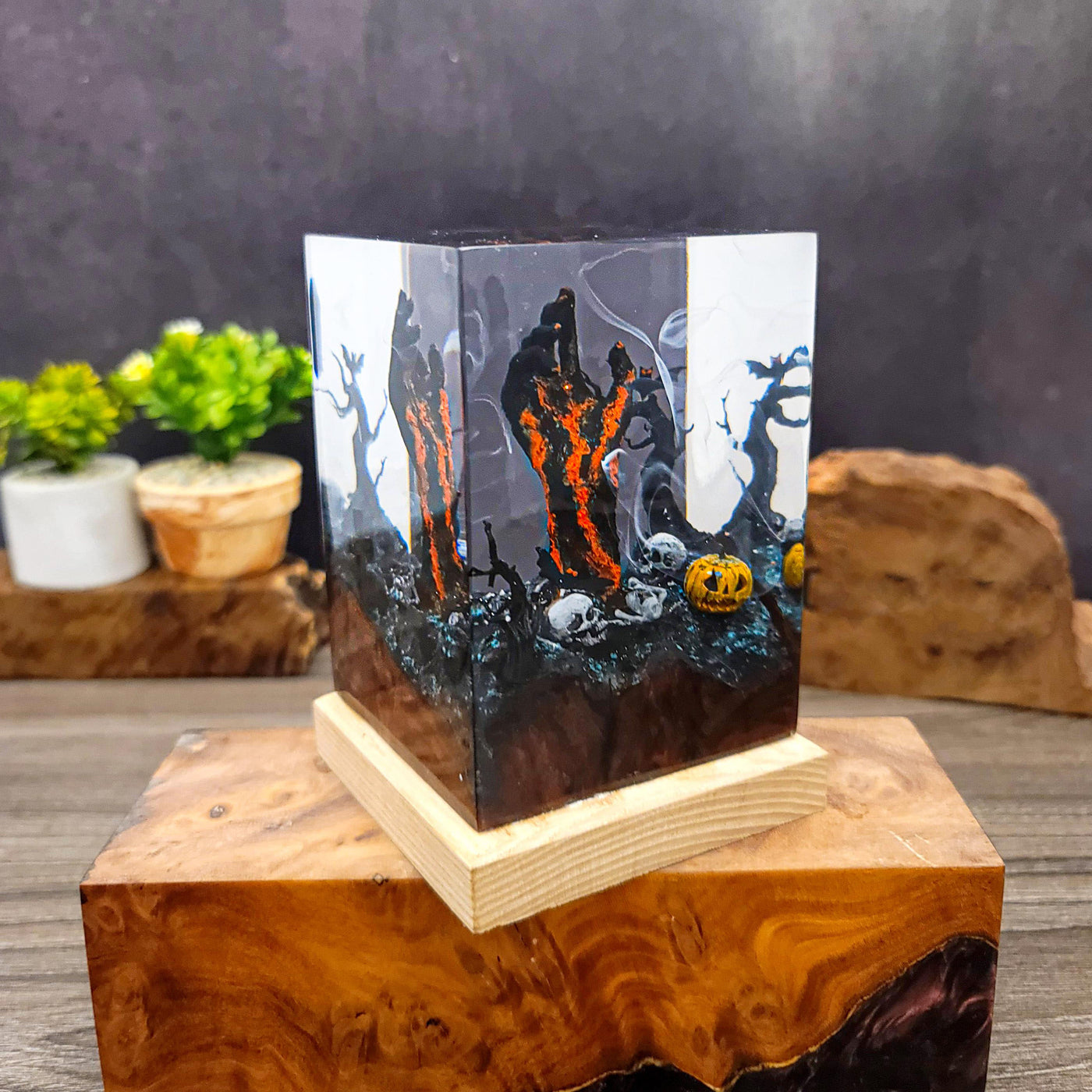 Devil Hand Halloween Resin Lamp