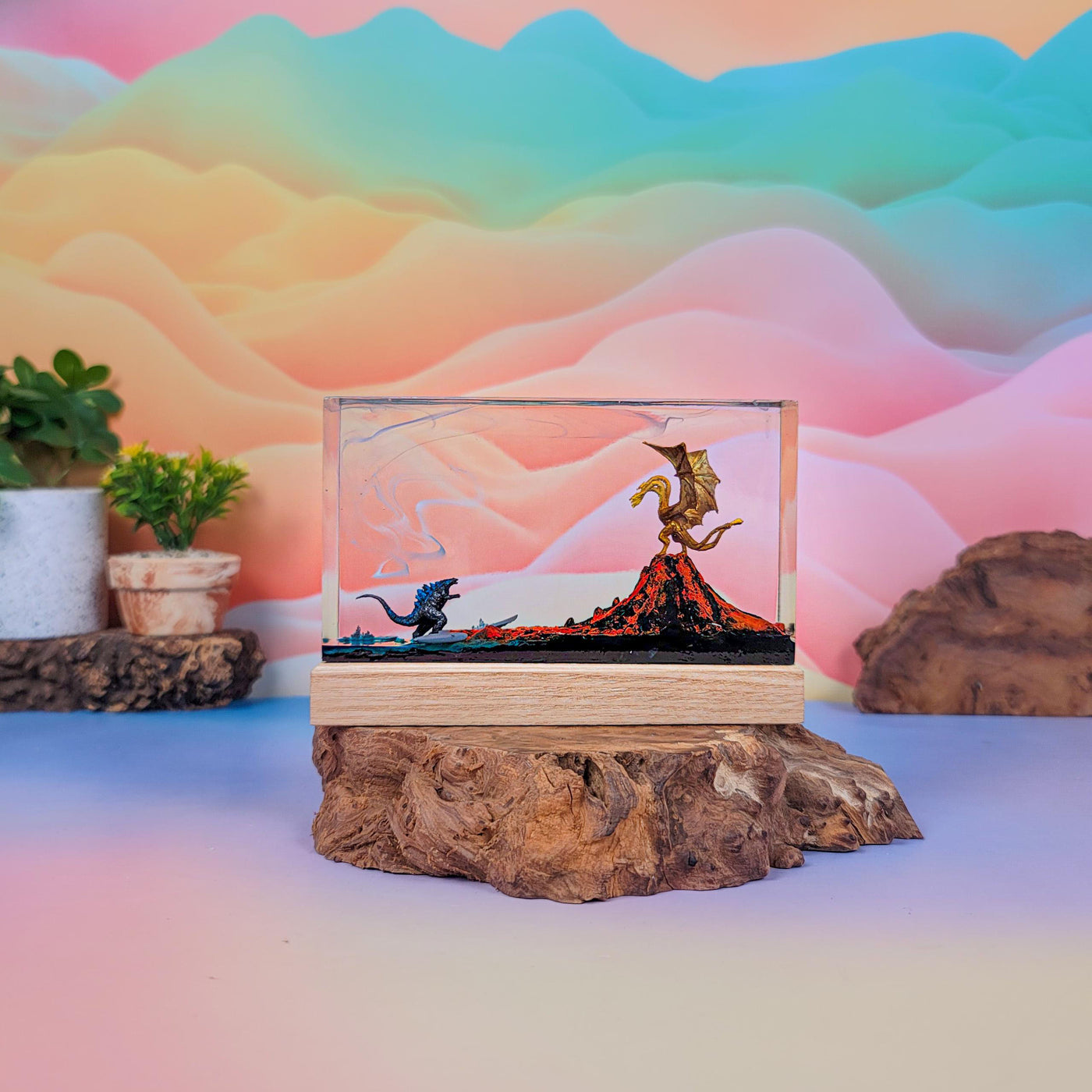 King Ghidorah vs Godzilla V2 Resin Lamp