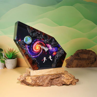 Astronauts Space Galaxy Scene Resin Lamp