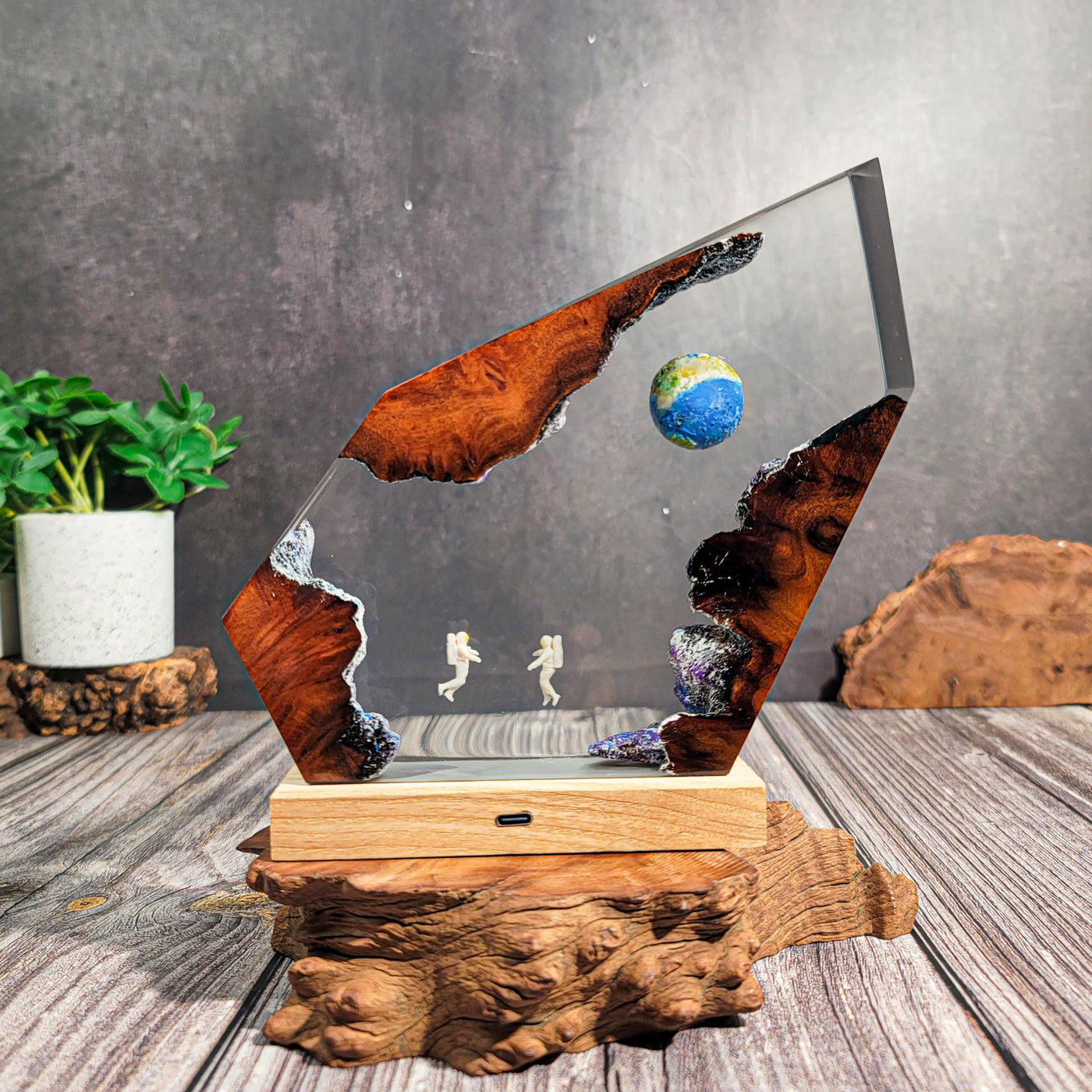 Earth and Space Scene Resin Lamp