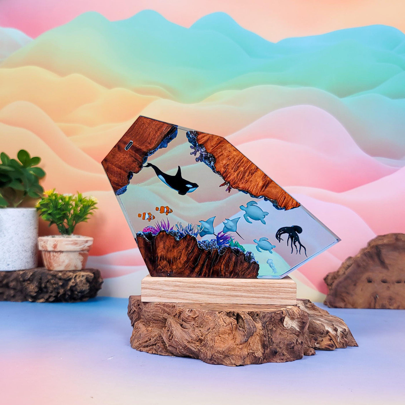 Orca Whale Ocean Resin Lamp