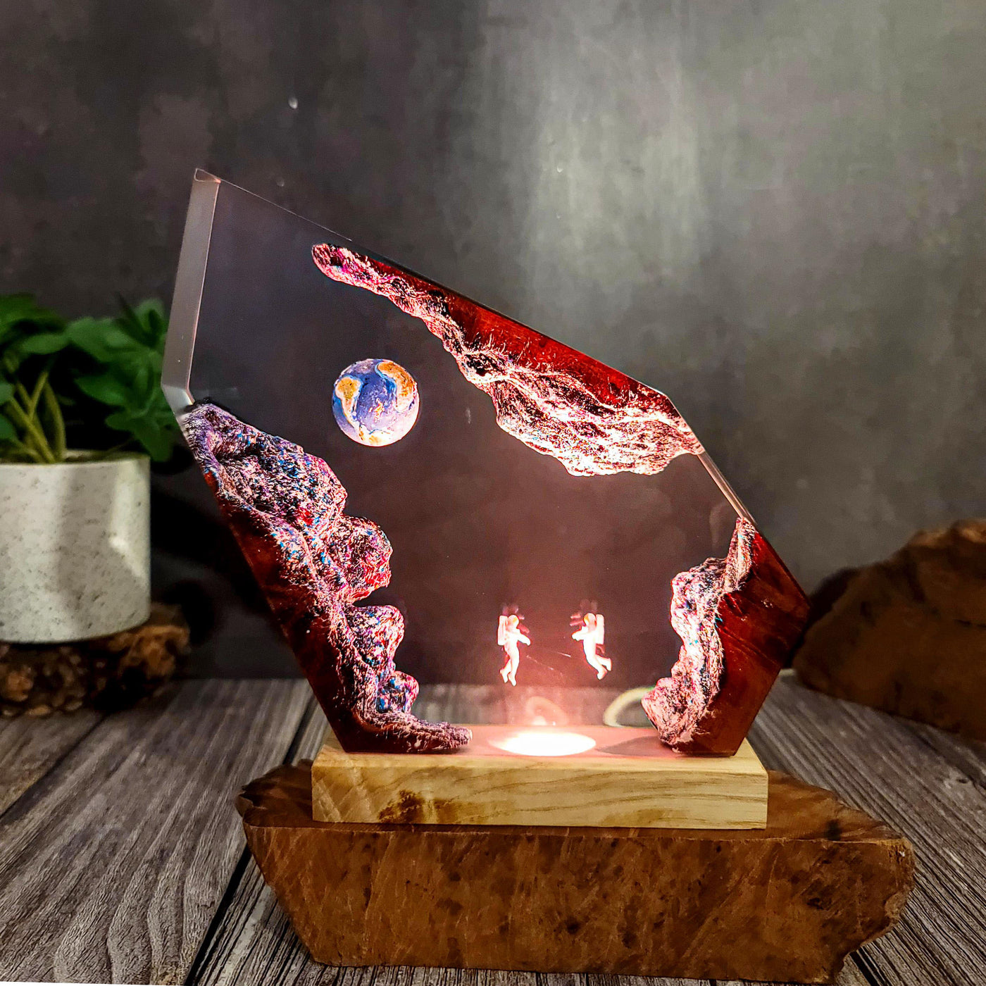 Earth and Space Scene Resin Lamp