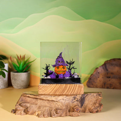 Halloween Pumpkin Witch Resin Lamp