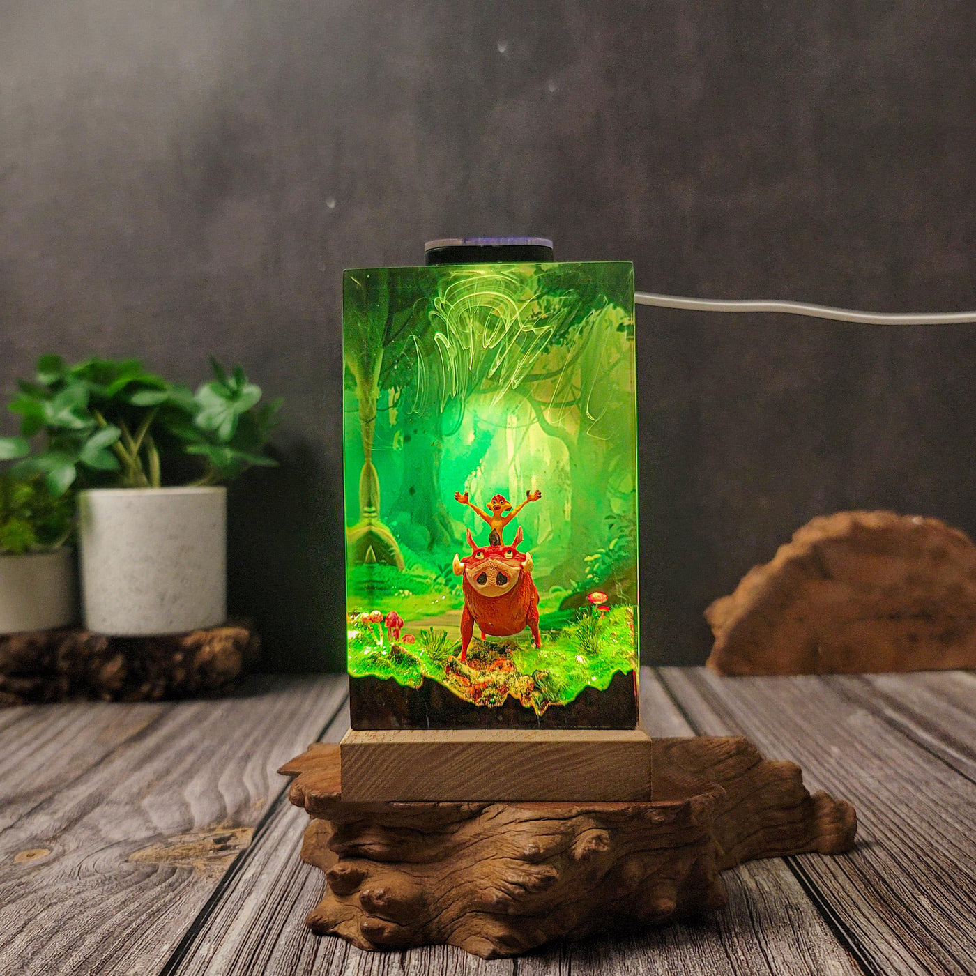 Jungle Animal Duo Resin Lamp