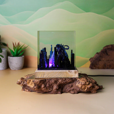 Giant Godzilla Attacking City Resin Lamp