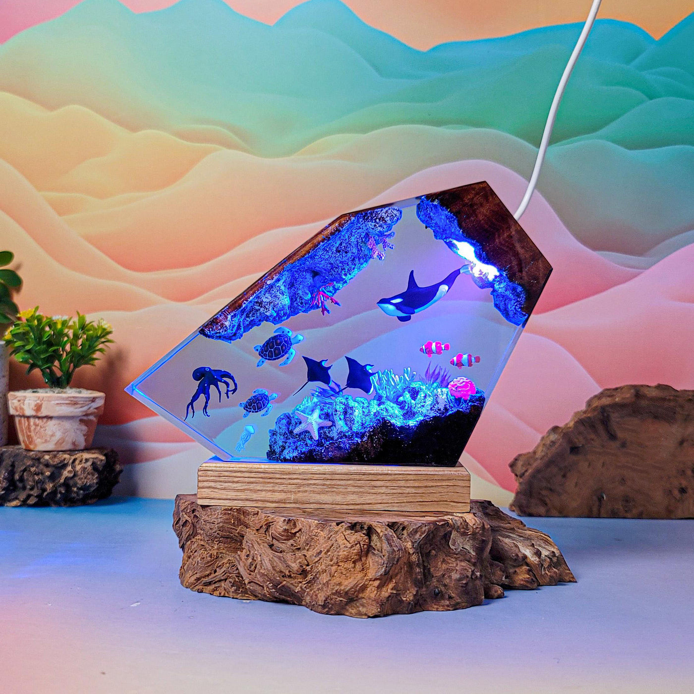 Orca Whale Ocean Resin Lamp