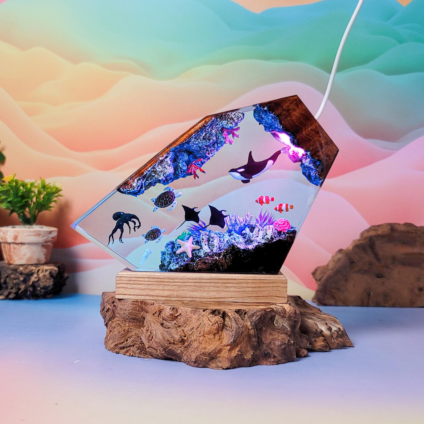 Orca Whale Ocean Resin Lamp