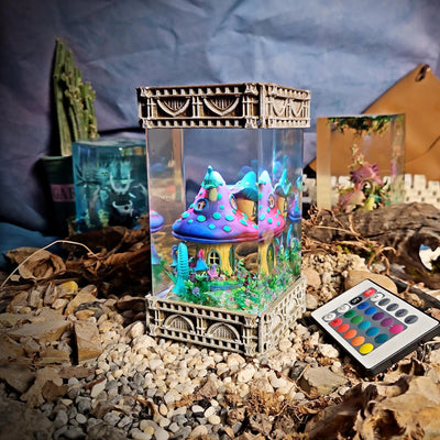 Mushroom house resin lamp