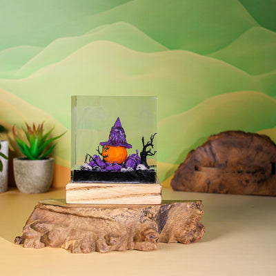 Halloween Pumpkin Witch Resin Lamp