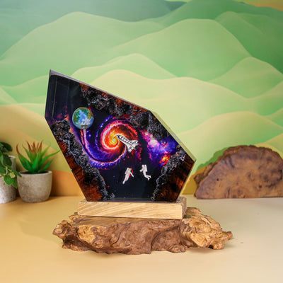 Astronauts Space Galaxy Scene Resin Lamp
