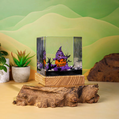 Halloween Pumpkin Witch Resin Lamp