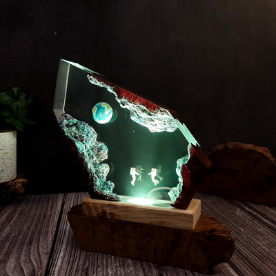 Earth and Space Scene Resin Lamp