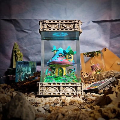 Mushroom house resin lamp