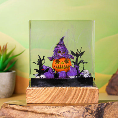 Halloween Pumpkin Witch Resin Lamp