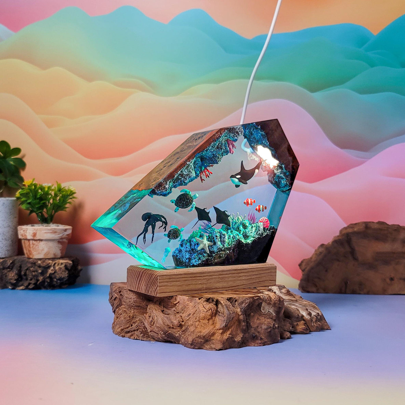 Orca Whale Ocean Resin Lamp