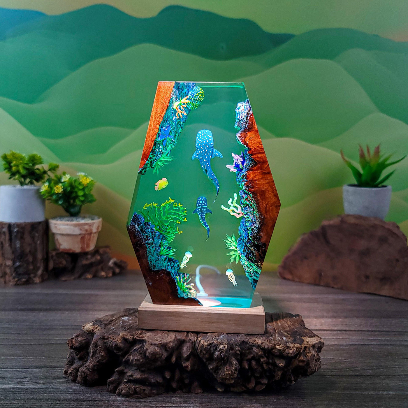 Whale Shark Resin Ocean Lamp