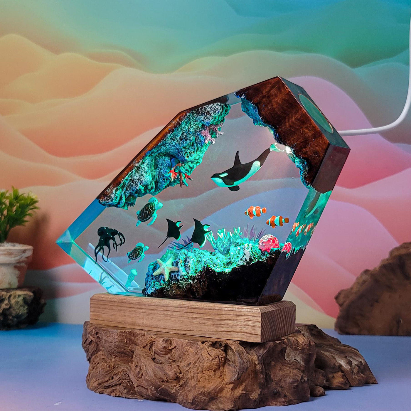 Orca Whale Ocean Resin Lamp