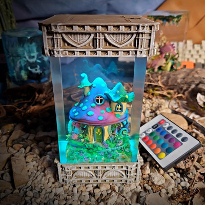 Mushroom house resin lamp