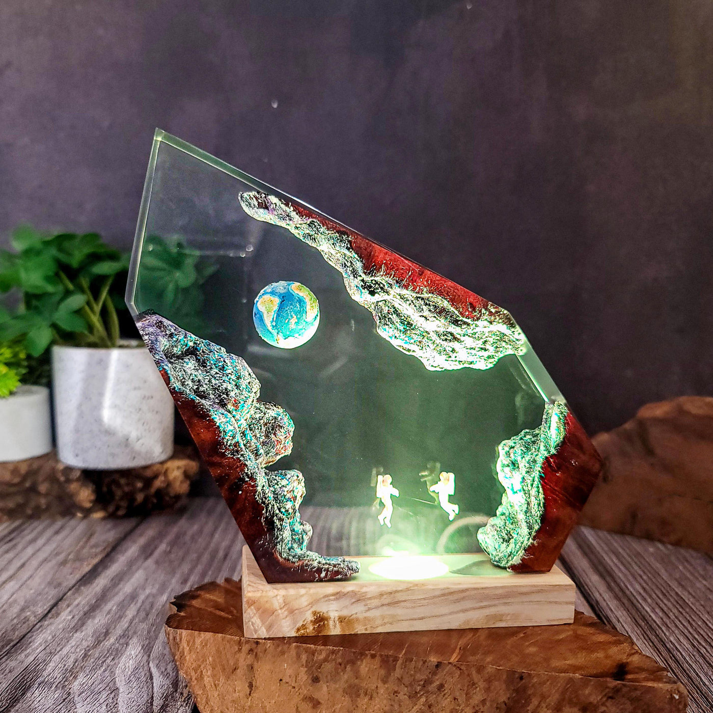 Earth and Space Scene Resin Lamp