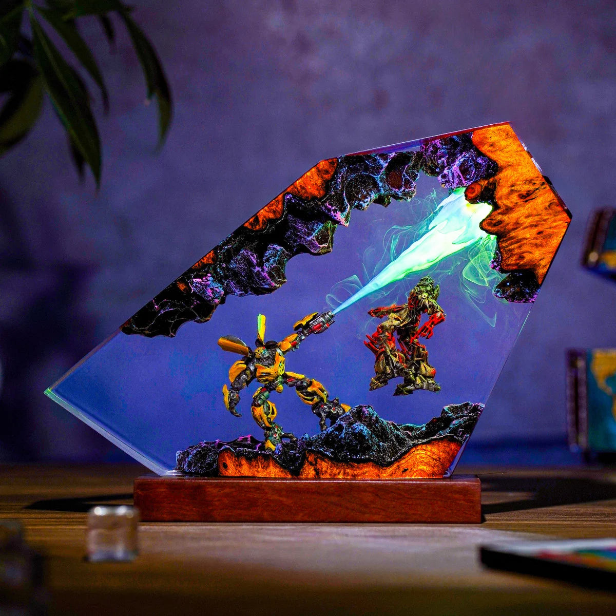 Bumblebee vs Megatron Battle Transformers Resin lamp