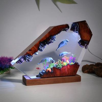 Manatee Family Ocean Deep Sea Resin Lamp