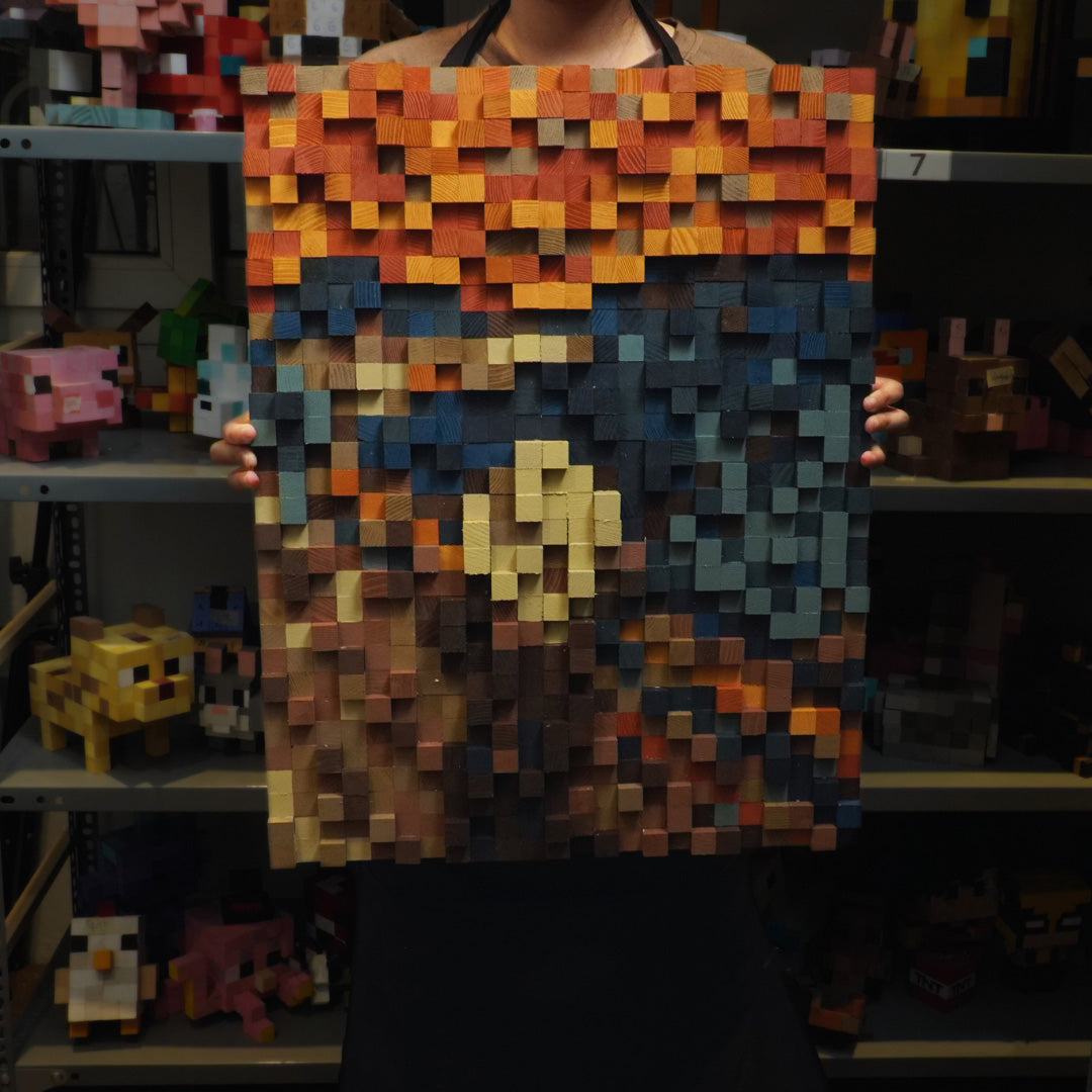 The Scream-Edvard Munch Pixel Wood Art