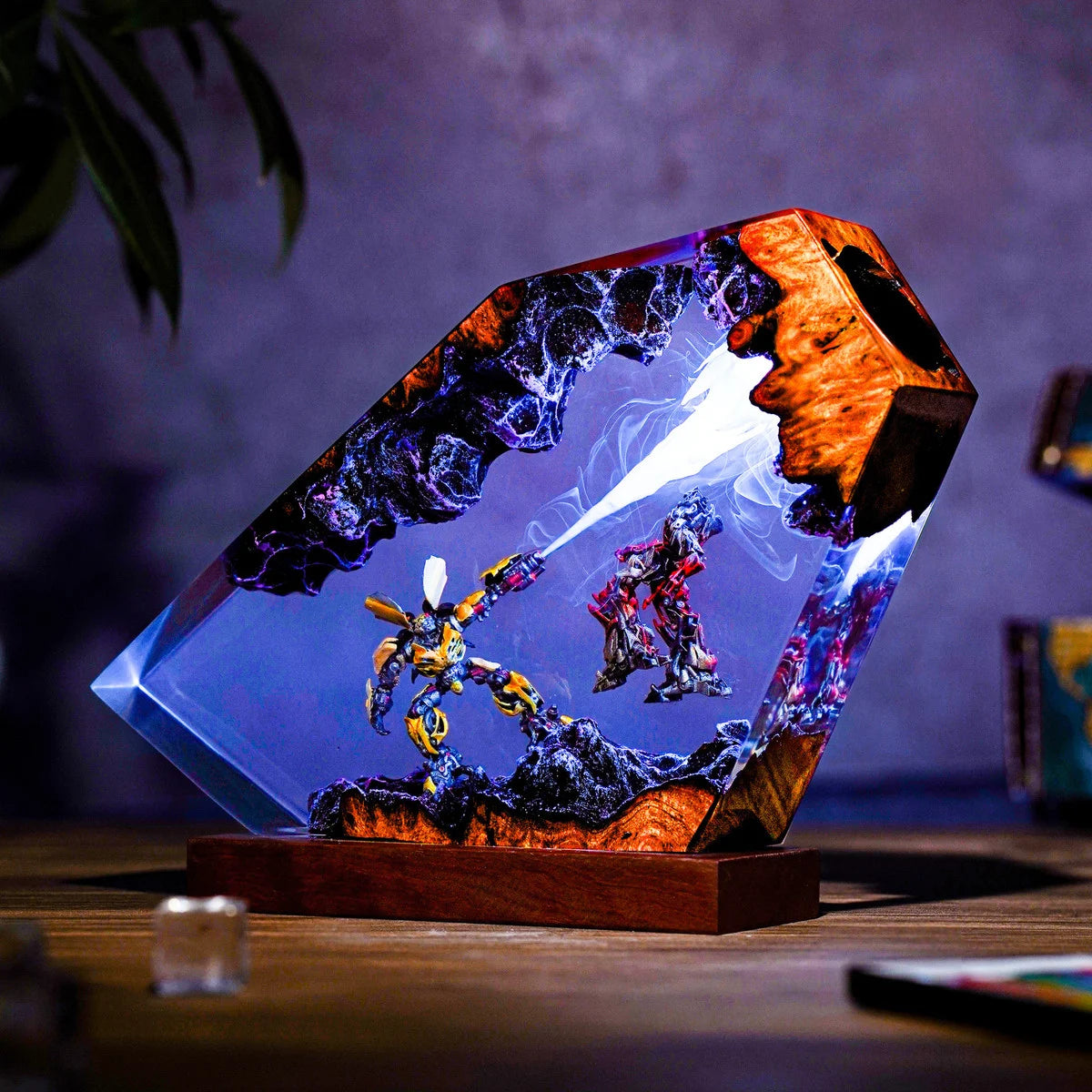 Bumblebee vs Megatron Battle Transformers Resin lamp