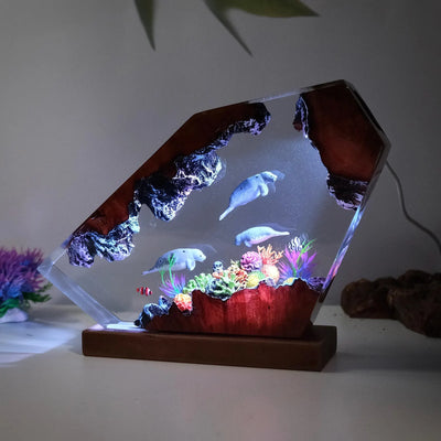 Manatee Family Ocean Deep Sea Resin Lamp