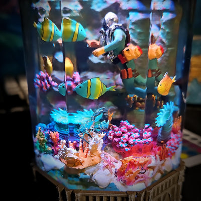 Scuba Diver Ocean Diorama Resin Lamp