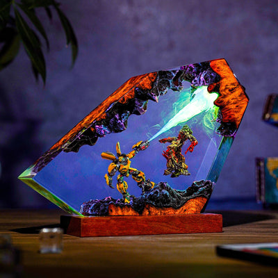 Bumblebee vs Megatron Battle Transformers Resin lamp