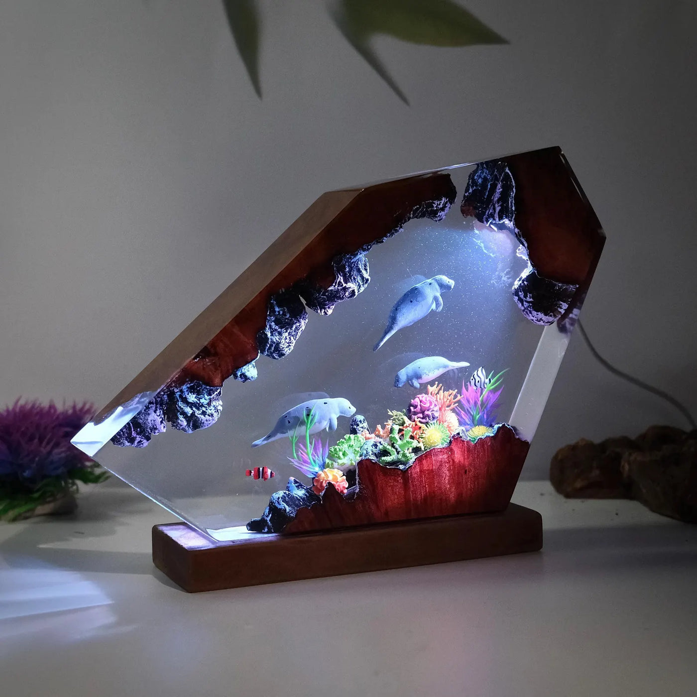 Manatee Family Ocean Deep Sea Resin Lamp