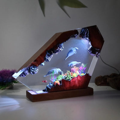 Manatee Family Ocean Deep Sea Resin Lamp