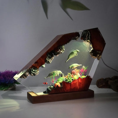 Manatee Family Ocean Deep Sea Resin Lamp