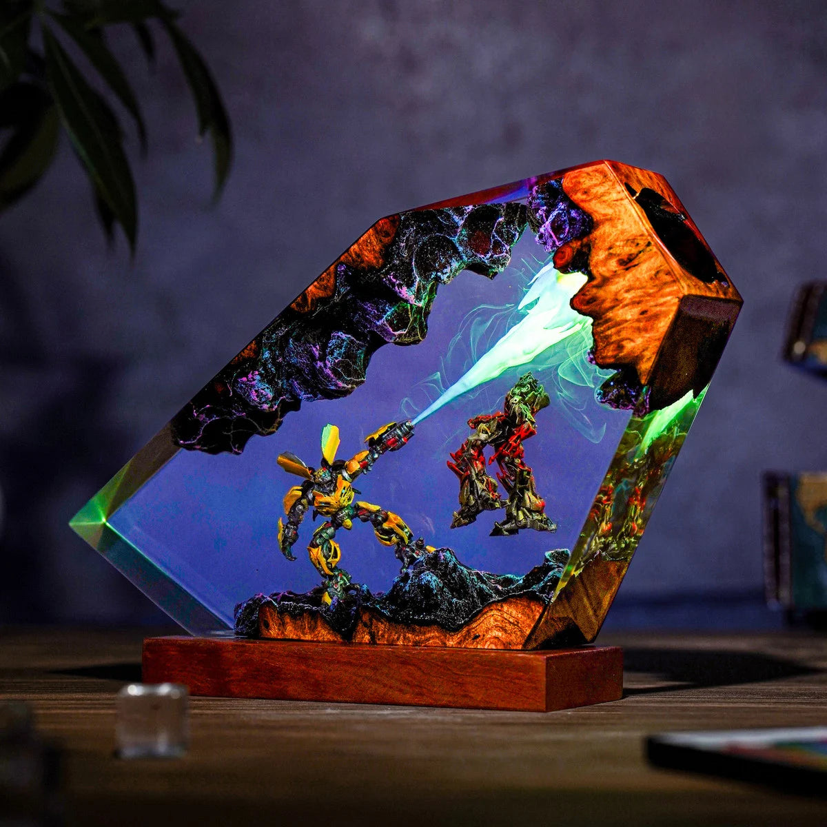 Bumblebee vs Megatron Battle Transformers Resin lamp