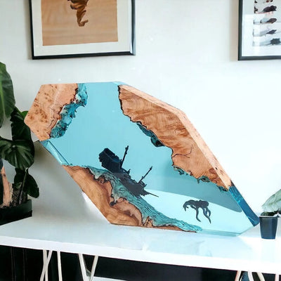 Killer Octopus with Sunken Shipwreck Resin Lamp