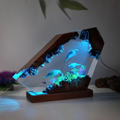 Manatee Family Ocean Deep Sea Resin Lamp