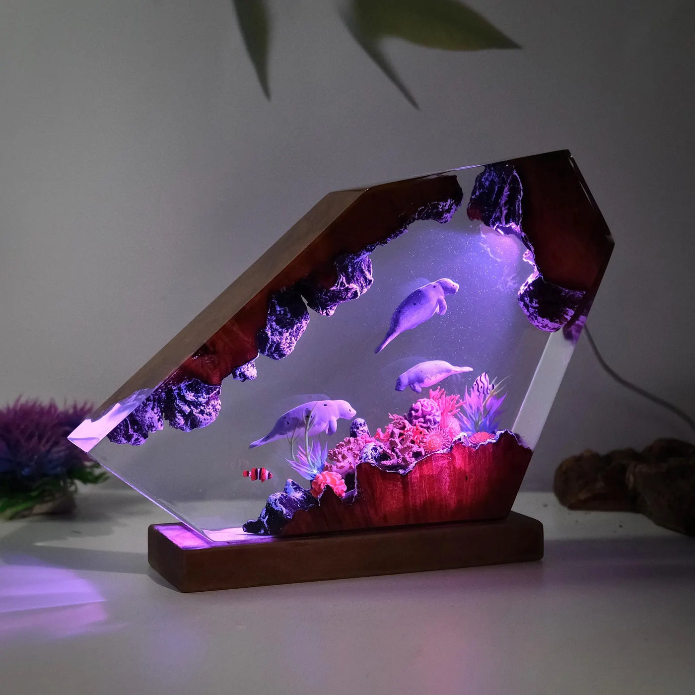 Manatee Family Ocean Deep Sea Resin Lamp