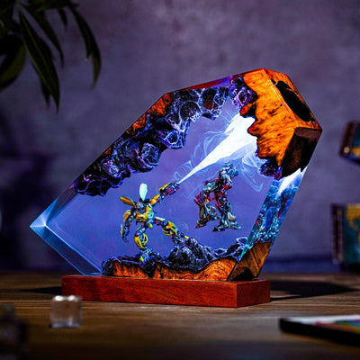 Bumblebee vs Megatron Battle Transformers Resin lamp
