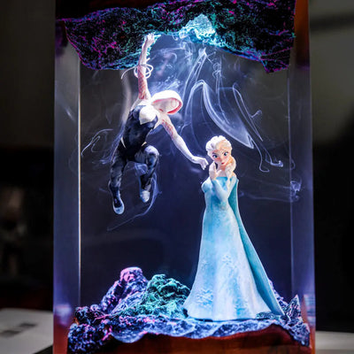 Frozen Elsa vs Spidergirl Resin Lamp