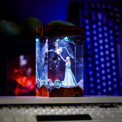 Frozen Elsa vs Spidergirl Resin Lamp