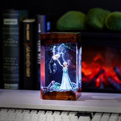 Frozen Elsa vs Spidergirl Resin Lamp