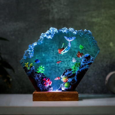 Mermaid in Coral Reef Epoxy Lamp Night Light Ver 2