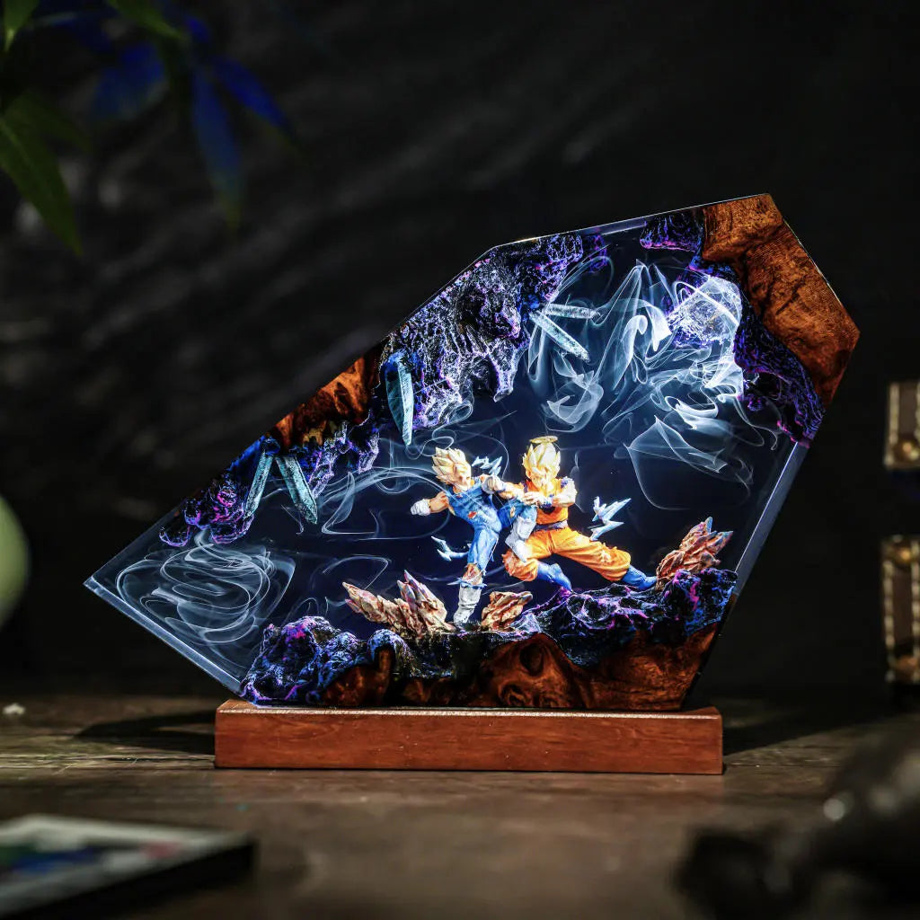 Goku vs Vegeta Fighting Dragon Ball Resin Lamp