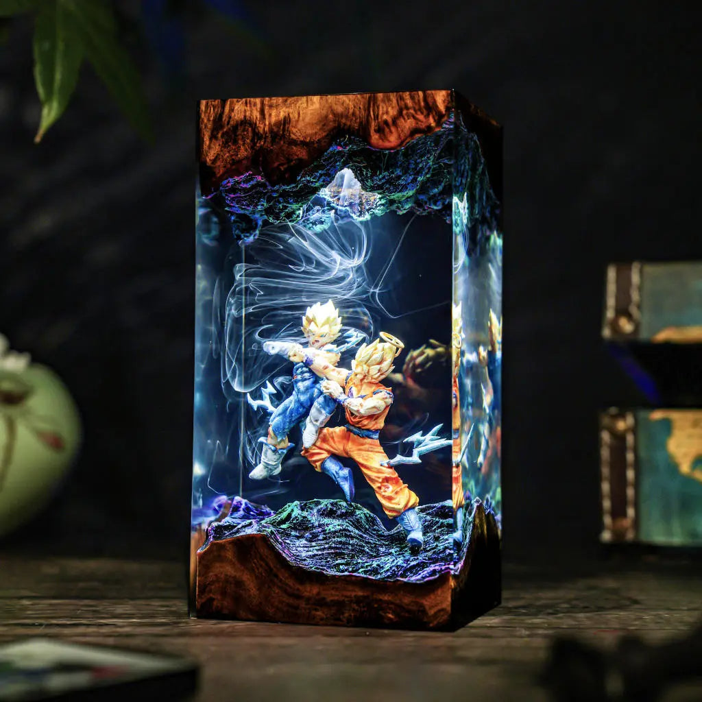 Goku vs Vegeta Fighting Dragon Ball Resin Lamp